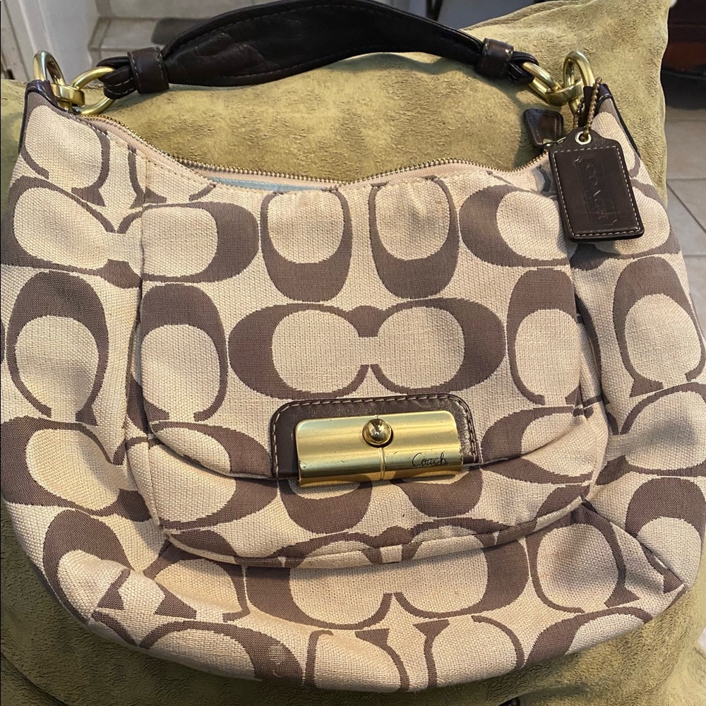 Vintage Signature Coach Canvas and leather hobo bag